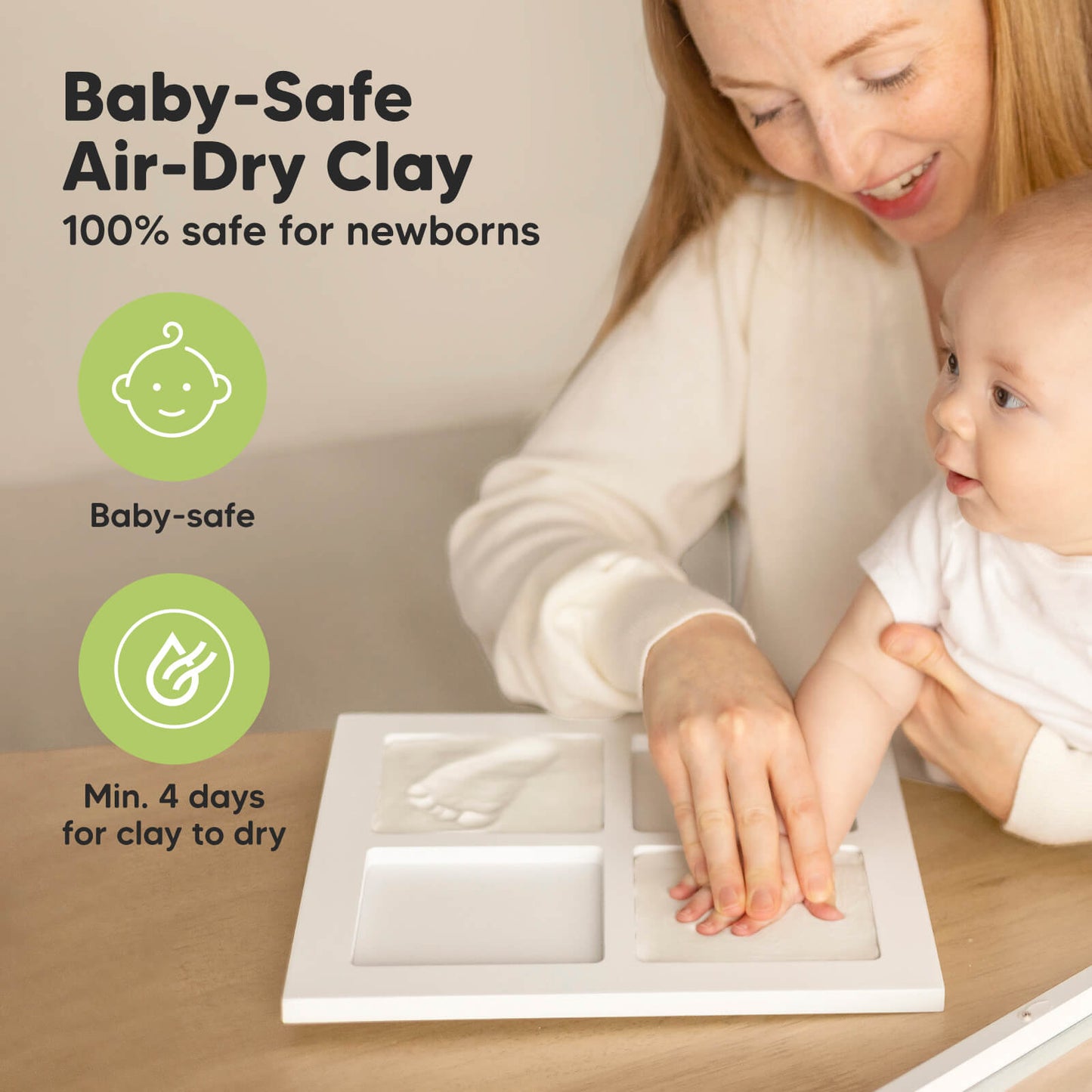 Baby-Safe Air-Dry Clay: 100% safe for newborns, Min. 4 days for clay to dry
 27601617944762