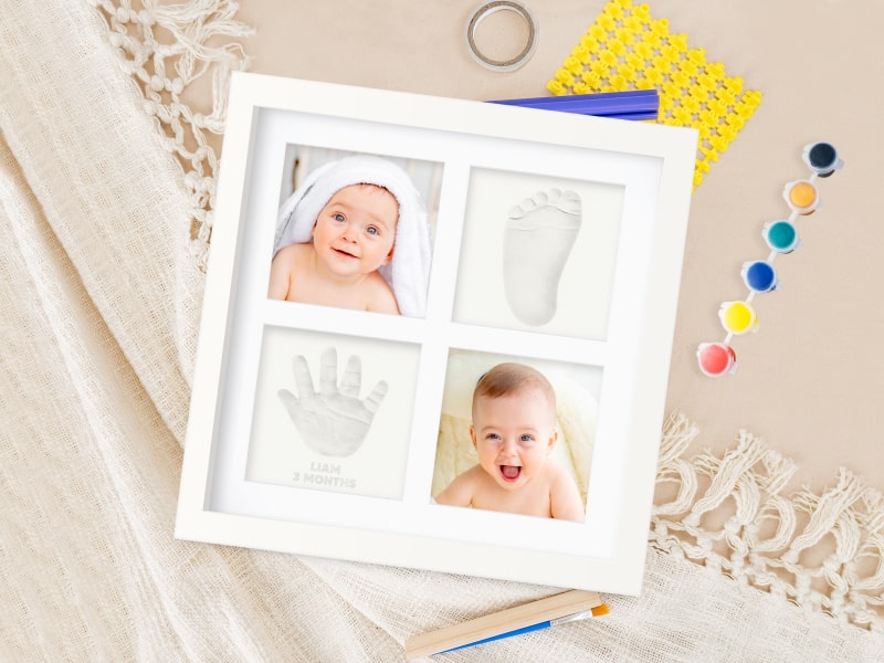 Baby Handprint & Footprint Keepsake Solo Frame (Natural Pine) by KeaBabies