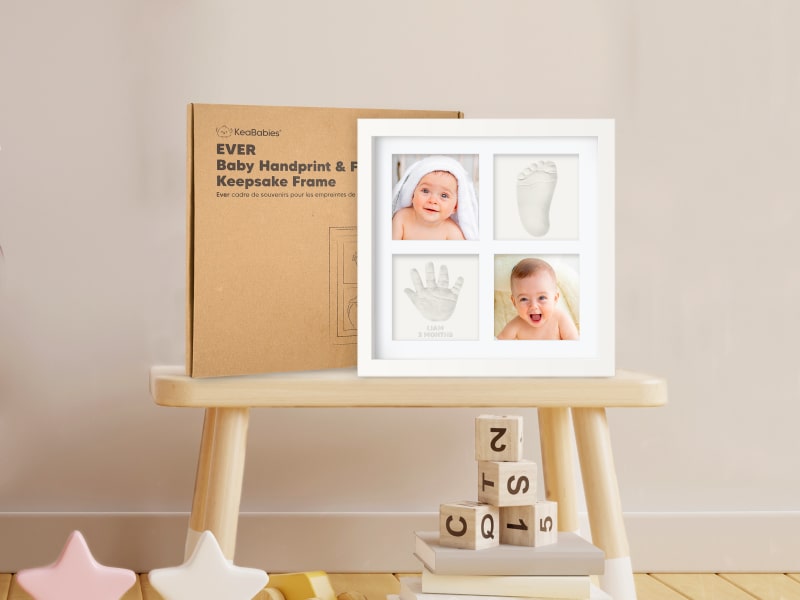 KeaBabies Solo Baby Hand and Footprint Kit, Baby Keepsake Picture Frames, Baby Handprint Kit, Newborn Baby Girl, Boy Gifts - Mist Blue