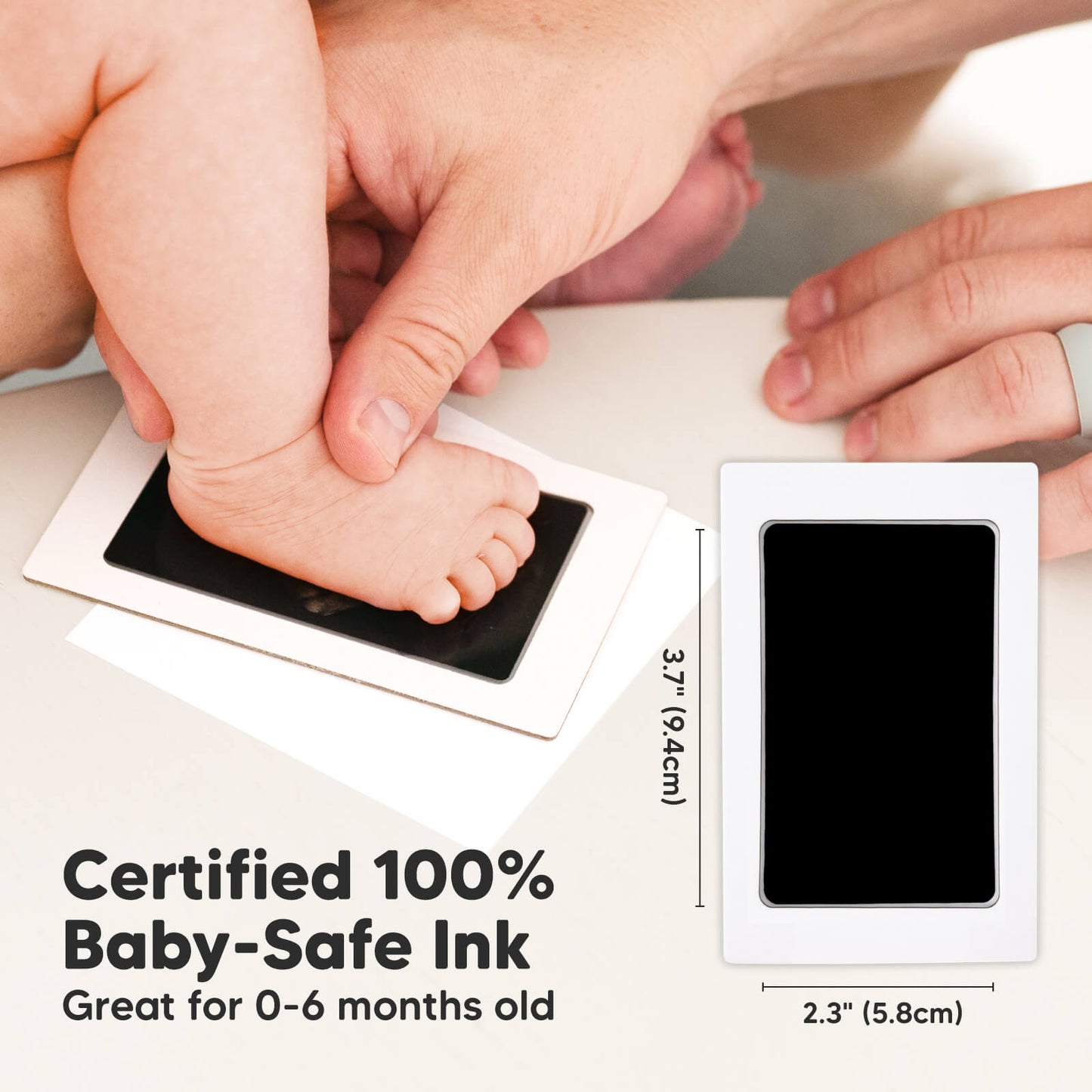 Certified 100% Baby-Safe Ink: Great for 0–6 months old, 2.3" x 3.7" (5.8cm x 9.4cm)
 25745065377978