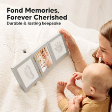Load image into Gallery viewer, Fond Hand &amp; Footprint Keepsake Frame (Cloud Gray)
