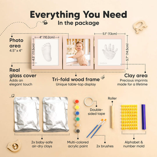 Fond Hand & Footprint Keepsake Frame (Petal Pink)