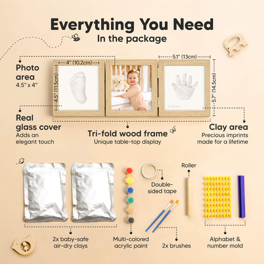 Fond Hand & Footprint Keepsake Frame (Ash Wood)