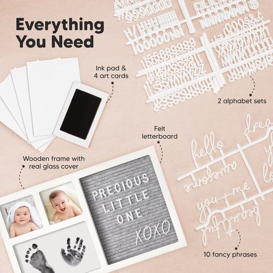 Heartfelt Clean Touch Inkless Hand & Footprint Frame Kit with Letterboard