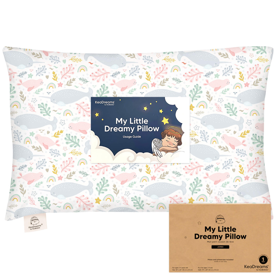 Jumbo Toddler Pillow with Pillowcase (Narwhal)