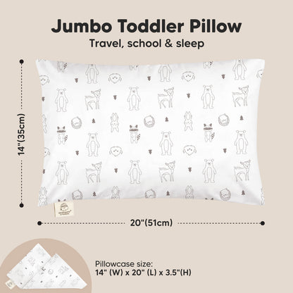 Jumbo Toddler Pillow: Travel, school & sleep, 20" (51cm), Pillowcase size 14" (W) x 20" (L) x 3.5" (H)
 26524482699450