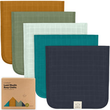 Load image into Gallery viewer, 5-Pack Lumi Muslin Burp Cloths (Eclipse)
