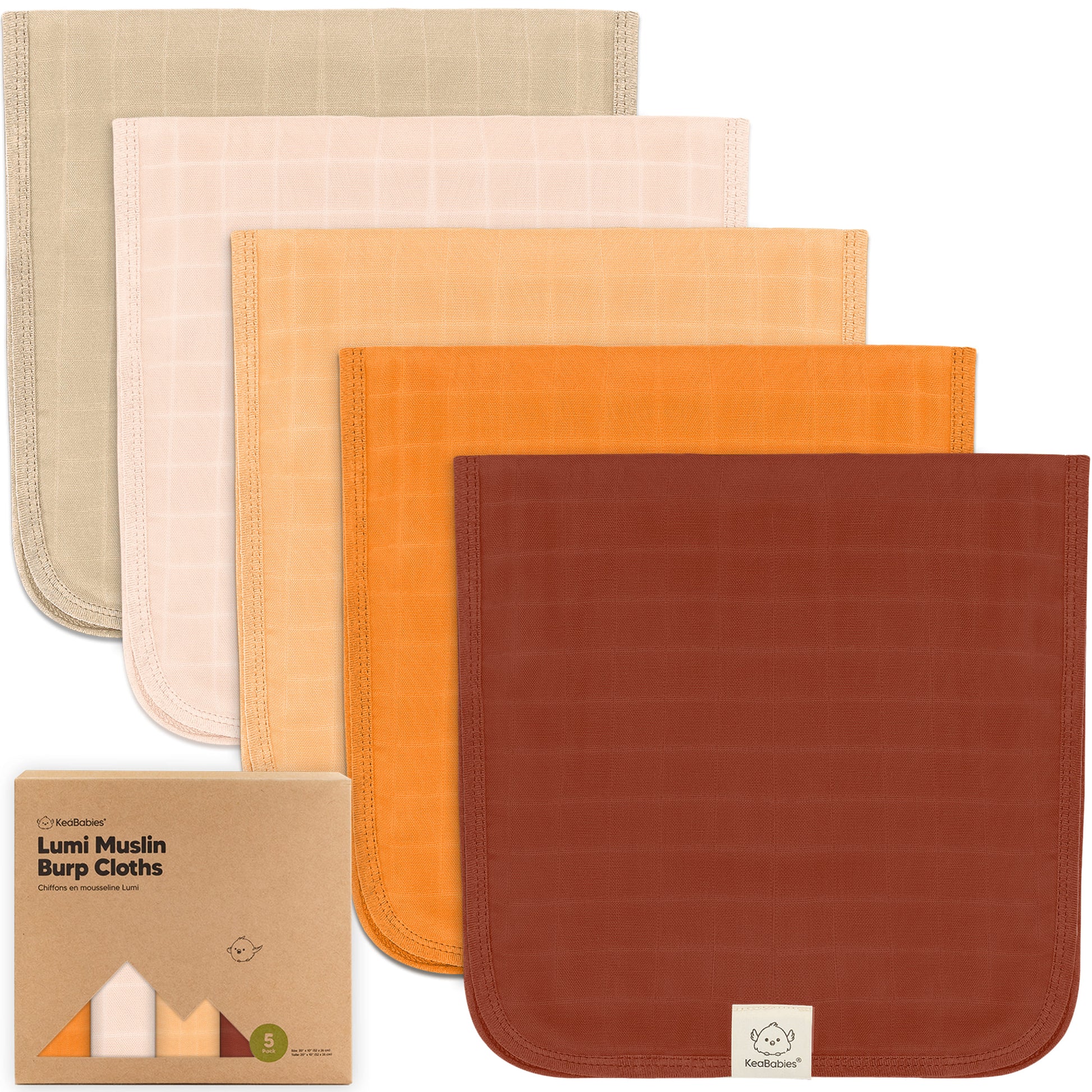 5-Pack Lumi Muslin Burp Cloths 27991487283386