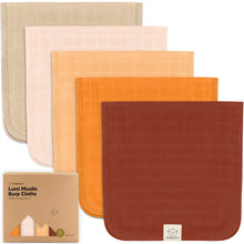 Load image into Gallery viewer, 5-Pack Lumi Muslin Burp Cloths (Sahara)
