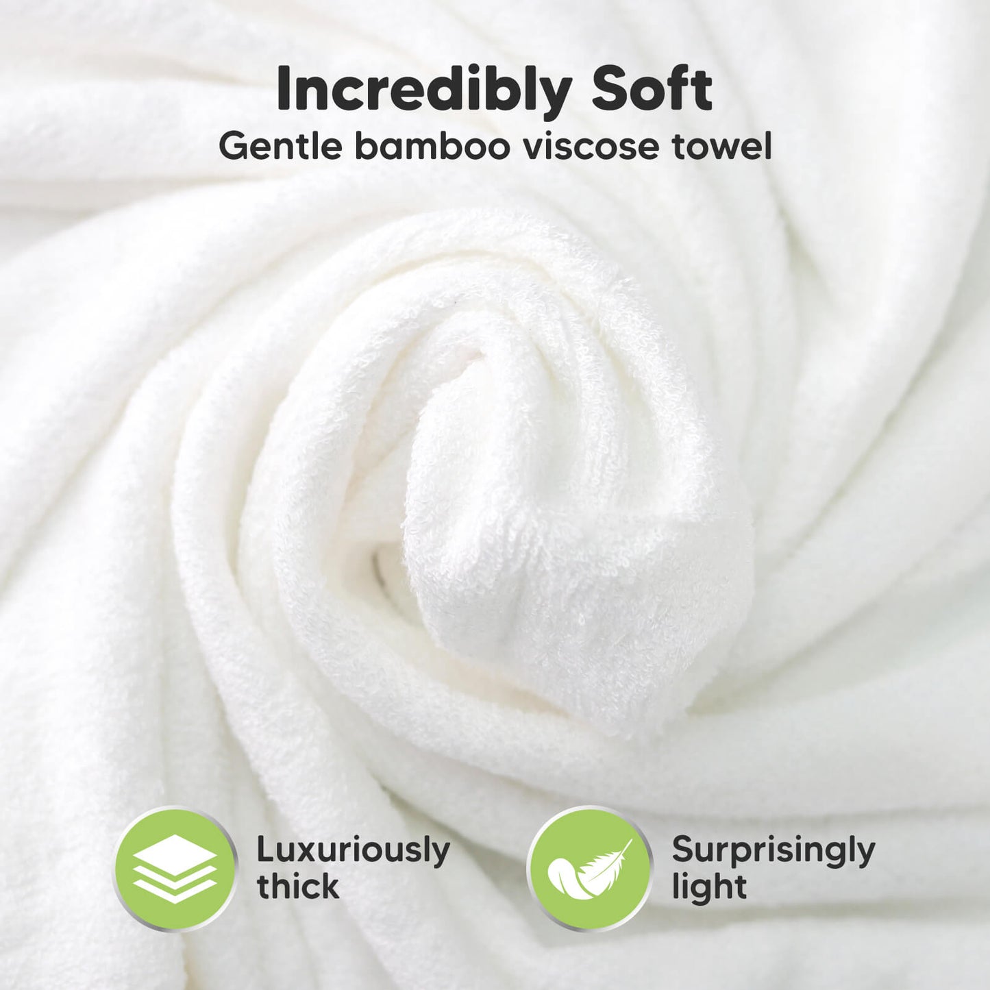 Incredibly Soft: Gentle bamboo viscose towel, Luxuriously thick, Surprisingly light
 26877154099386