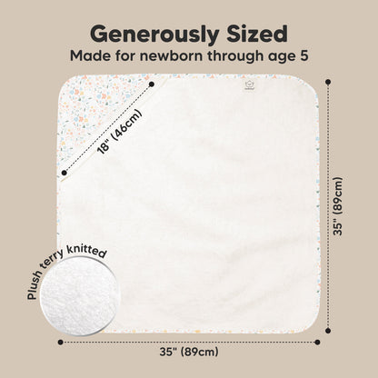 Generously Sized: Made for newborn through age 5, 35" (89cm) x 35" (89cm), 18" (46cm), Plush, terry knitted
 26877154197690