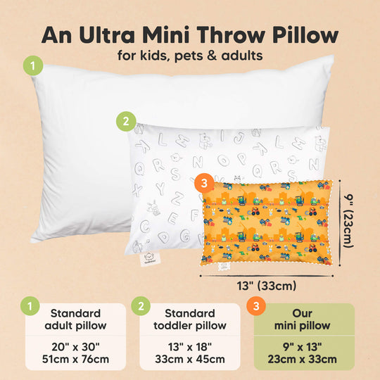 Mini Toddler Pillow With Pillowcase (Little Builders)