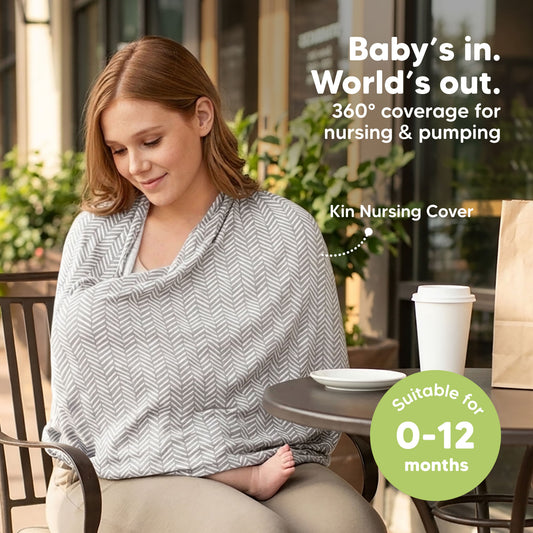 Baby’s in. World’s out. 360° coverage for nursing & pumping, Kin Nursing Cover, Suitable for 0–12 months-on-hover