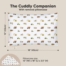 Load image into Gallery viewer, Cuddly Toddler Pillow with Pillowcase (Construction)
