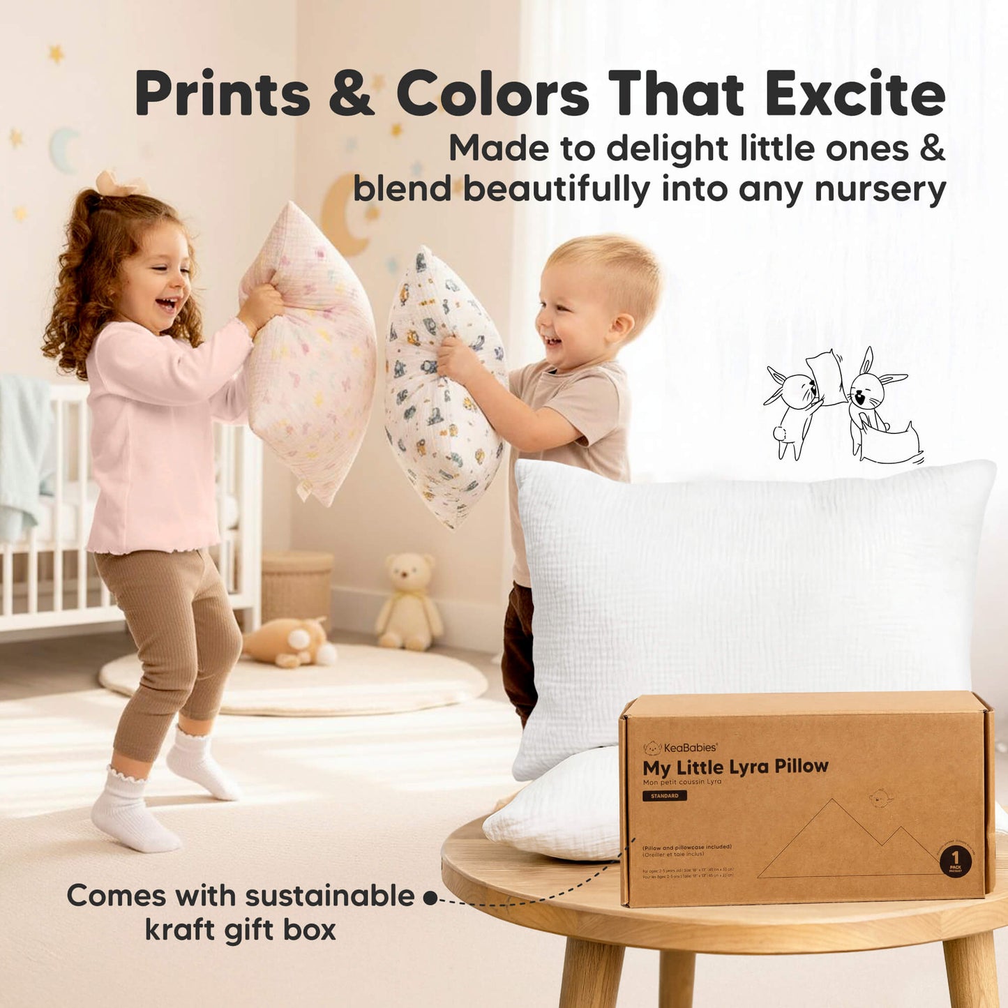 Prints & Colors that Excite, Made to delight little ones & blend beautifully into any nursery, comes with sustainable kraft gift box. 30988544213178