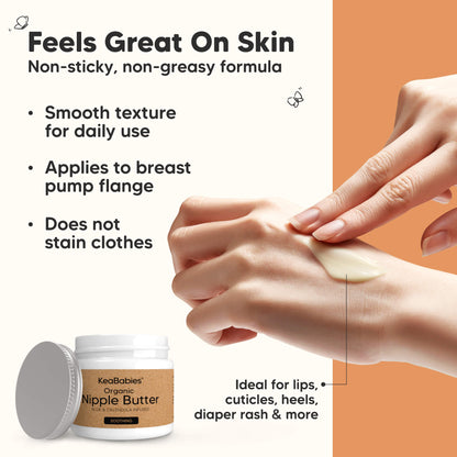 Feels Great On Skin
Non-sticky, non-greasy formula

Smooth texture for daily use
Applies to breast pump flange
Does not stain clothes

Ideal for lips, cuticles, heels, diaper rash & more 29434162151610