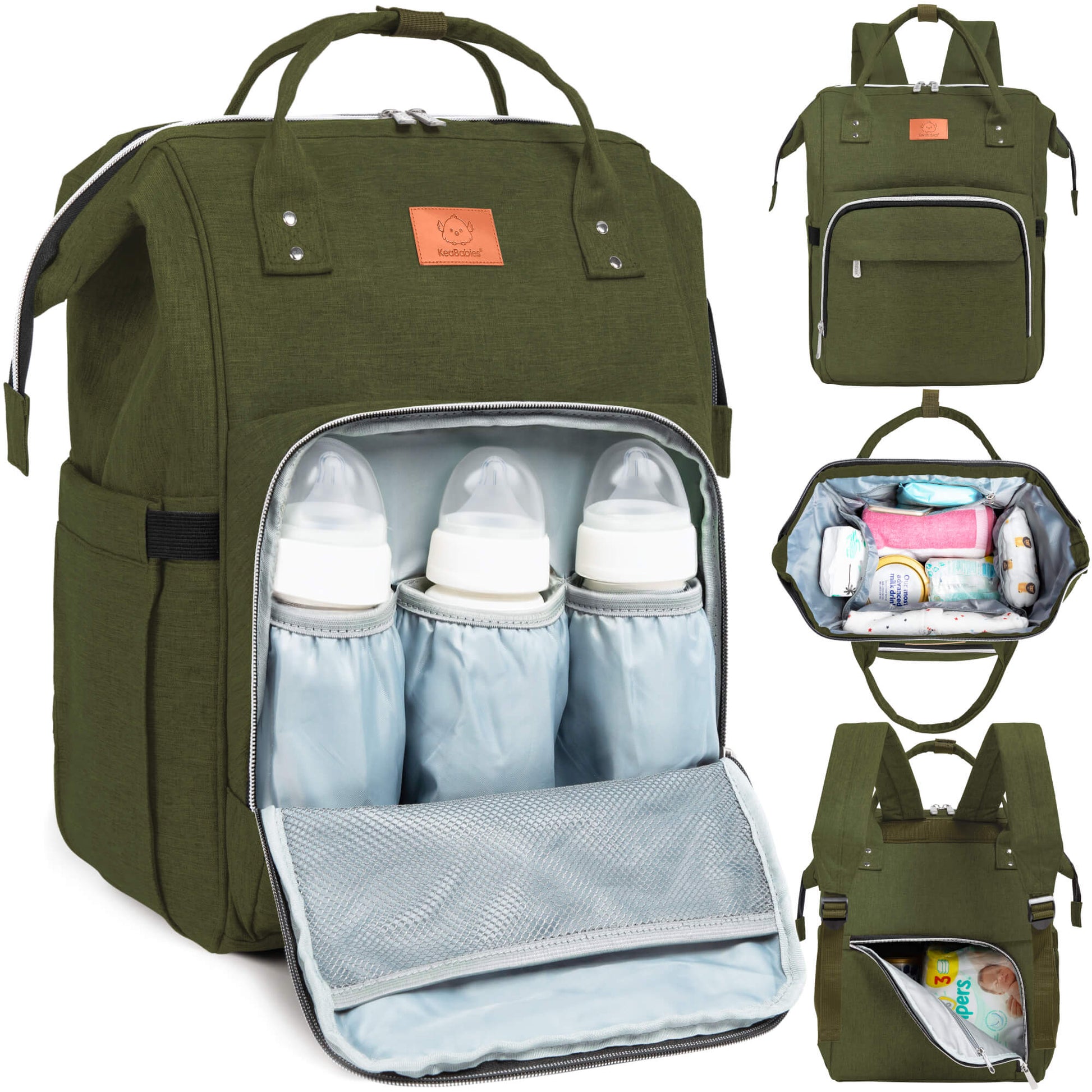 best backpack diaper bag laptop RUVALINO Backpack-Multifunction Travel Baby Diaper Bag with Changing Pad, Insulated Bottle Holders & Pacifier Case, Large Capacity, Waterproof, Gray ups easier Colugo Lightweight Neoprene Parent Diaper