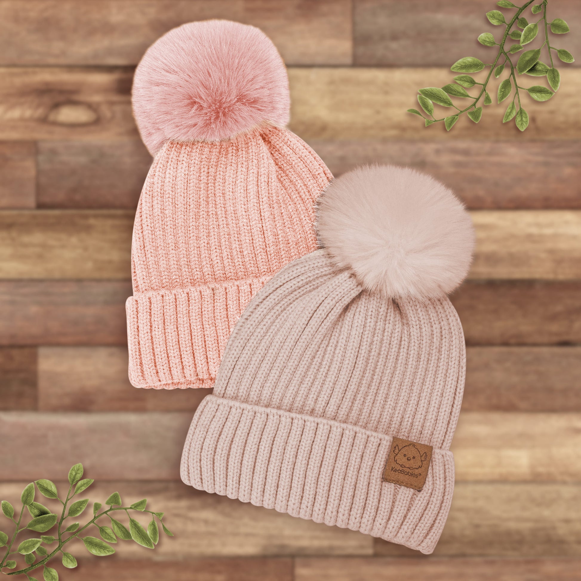 Stylish knitted baby beanies with fluffy pom-pom accents
 28310701801658