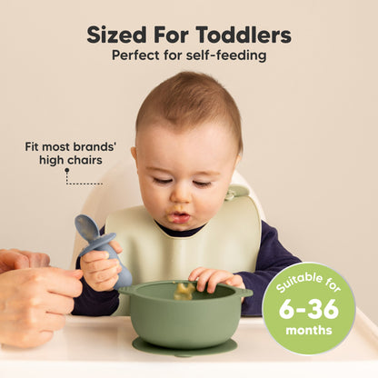 Sized for toddlers, the bowls fit most high chairs and are suitable for self-feeding ages 6–36 months.
 27862227910842