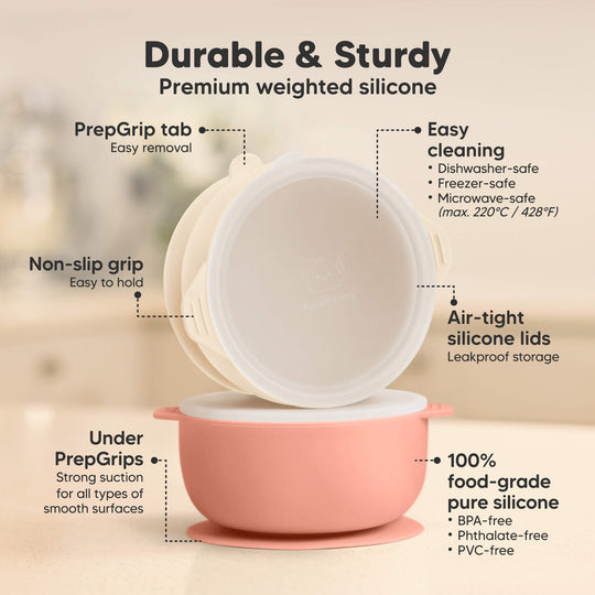 2-Pack Prep Silicone Suction Bowls (Roseate)