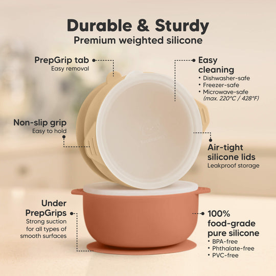 2-Pack Prep Silicone Suction Bowls (Terracotta)