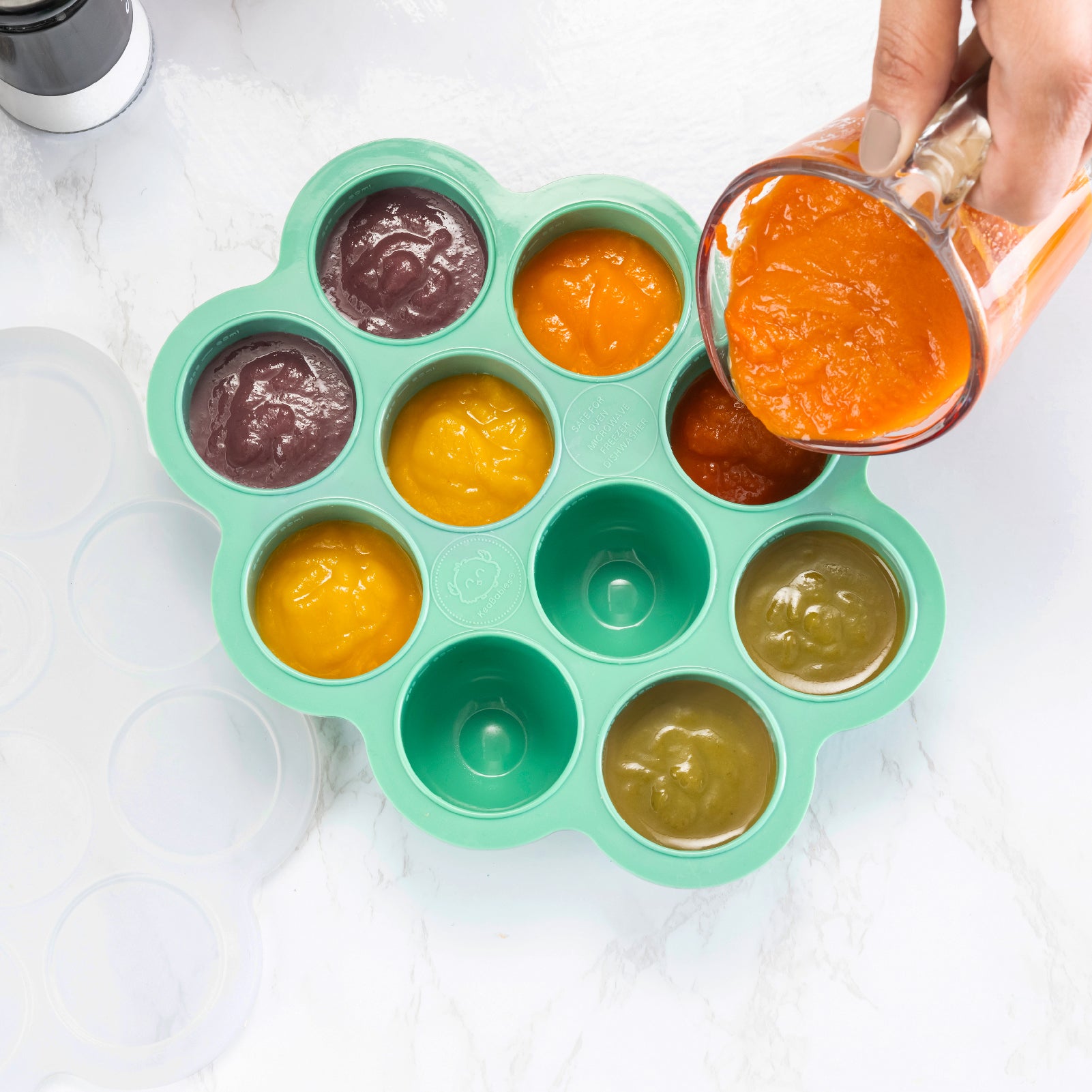 Silicone Baby Food Freezer Tray with Clip-On Lid by WeeSprout - Perfect Storage