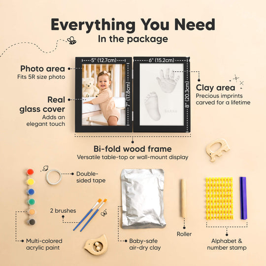 Rune Hand & Footprint Keepsake Frame (Onyx Black)