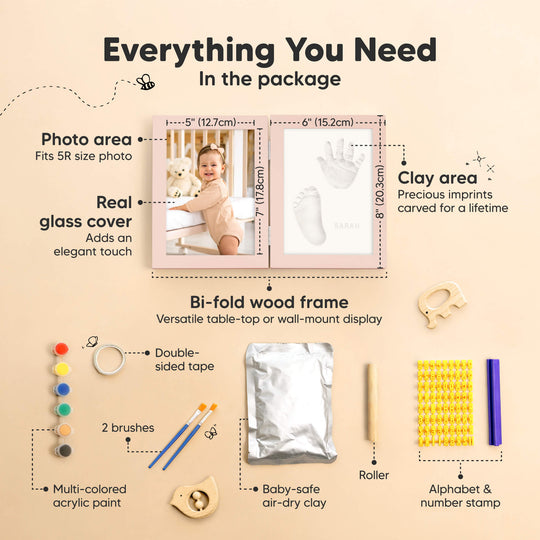 Rune Hand & Footprint Keepsake Frame (Petal Pink)