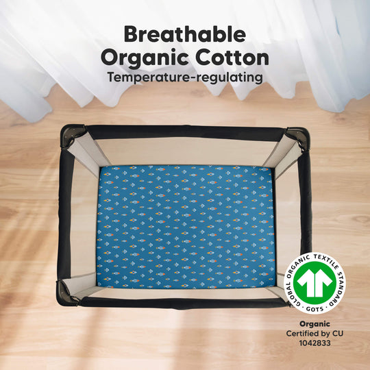 Soothe Fitted Mini Crib Sheet (Space Quest)