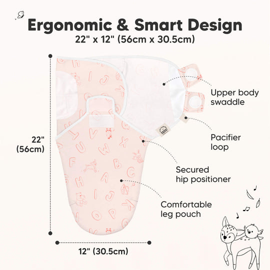 3-Pack Soothe Swaddle Wraps (ABC Land Rose)