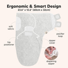 Load image into Gallery viewer, Ergonomic &amp; Smart Design, 23.6" x 12.6" (60cm x 32cm). With soft velcro, hip positioner, pacifier loop, zipper cover, diapering zipper
