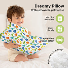 Load image into Gallery viewer, Toddler Pillow with Pillowcase (Happy Dino)
