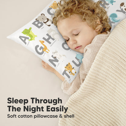 Soft cotton pillowcase and plush fiber filling help toddlers sleep through the night comfortably.
 27542626992314