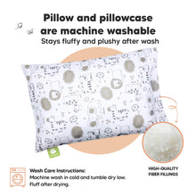 Load image into Gallery viewer, Pillow and pillowcase are machine washable. Stays fluffy and plushy after wash. Made with high-quality fiber filings. 

Wash Care Instructions:
Machine wash in cold and tumble dry low. Fluff after drying.

