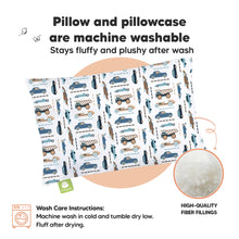 Load image into Gallery viewer, Toddler Pillow with Pillowcase (Vroom)
