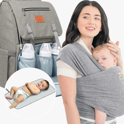 Baby Travel Set [Wrap Carrier + Diaper Bag+ Diaper Changing Pad] 29609569288378