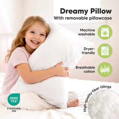 Dreamy Pillow With removable pillowcase - Machine washable, Dryer-friendly and Breathable cotton (High-quality fiber fillings) OEKO TEX STANDARD 100 31984523837626
