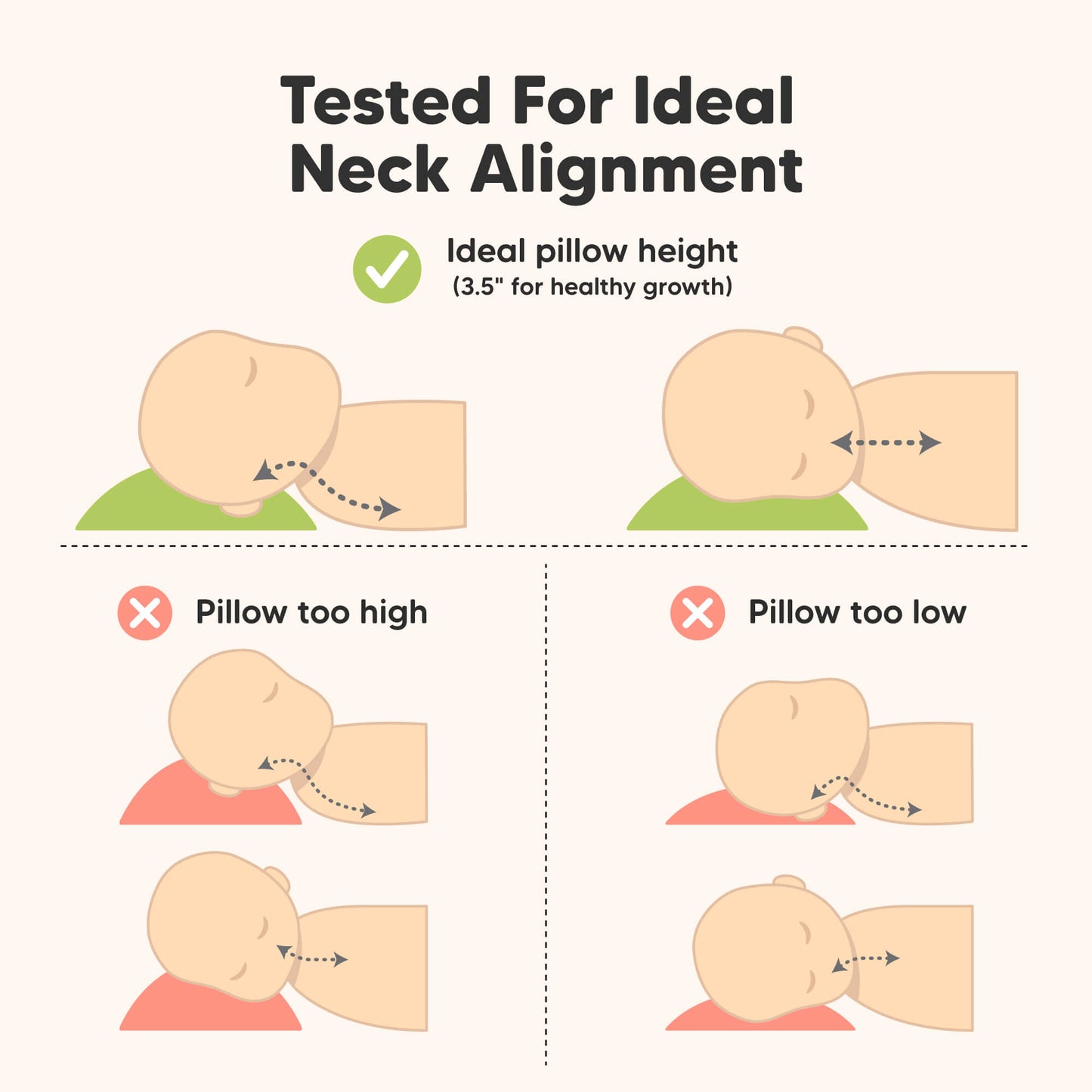 Tested For Ideal Neck Alignment - Ideal pillow height (3.5" for healthy growth) 31984523739322
