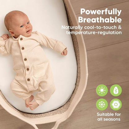 Powerfully breathable, naturally cool to touch and temperature-regulating.
 26189382713530