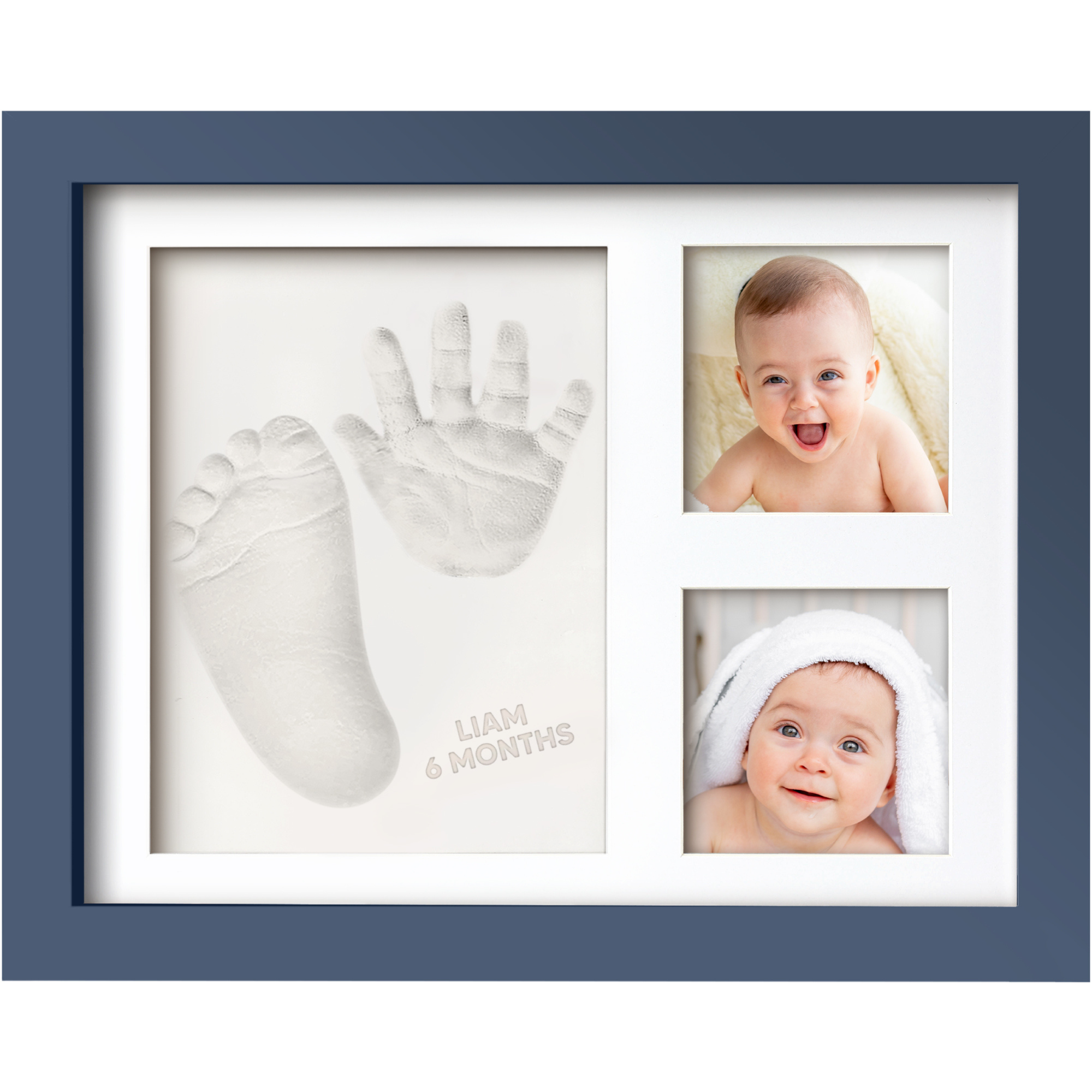 Baby Handprint & Footprint Keepsake Solo Frame (Midnight Blue) by KeaBabies