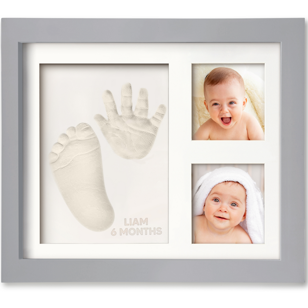Baby Handprint & Footprint Keepsake Solo Frame (Cloud Gray)