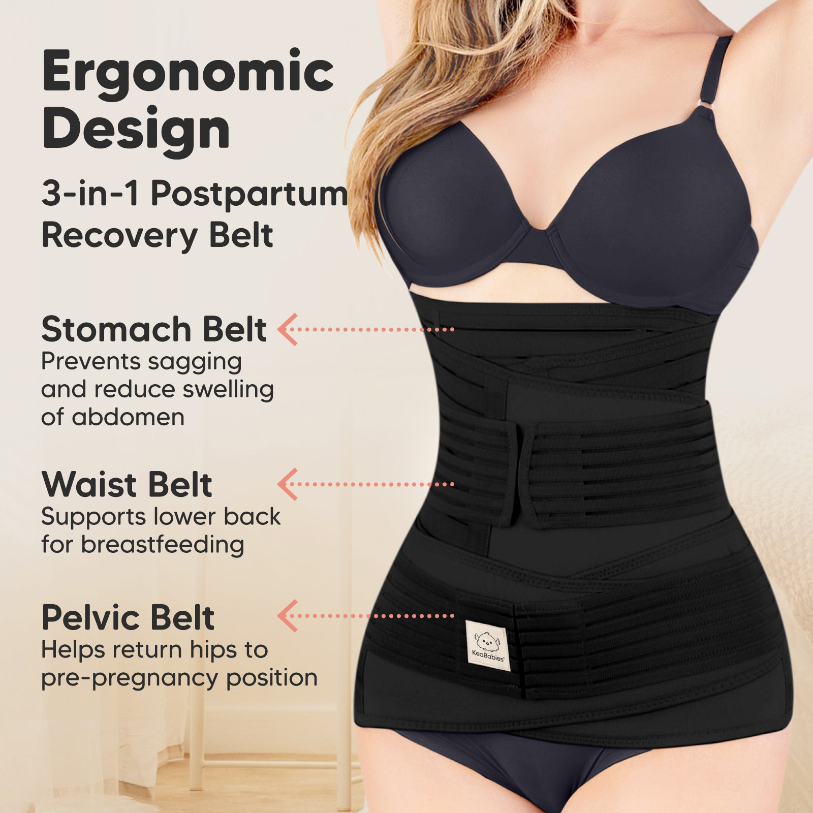 3 In1 Postpartum Belt Belly Wrap Body Shaper Support Recovery Band