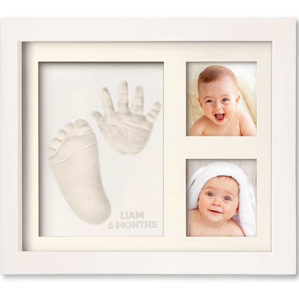 Baby Handprint and Footprint Kit in Elegant White Natural Wood