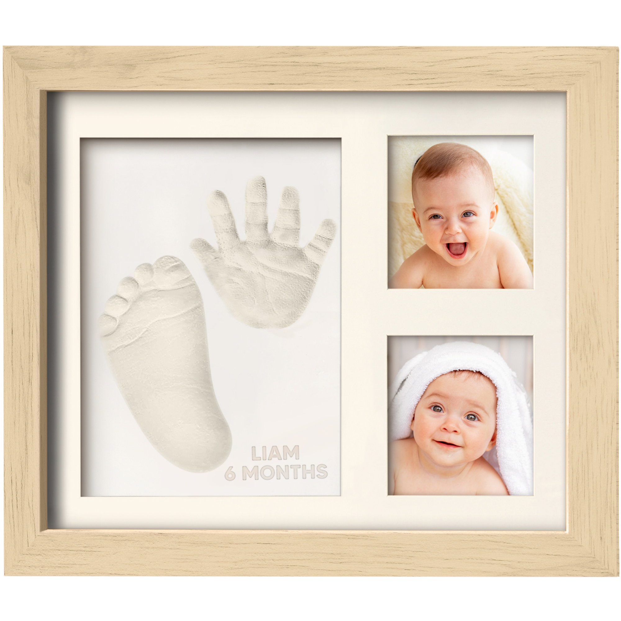 Baby Handprint & Footprint Keepsake Solo Frame (Ash Wood) by KeaBabies