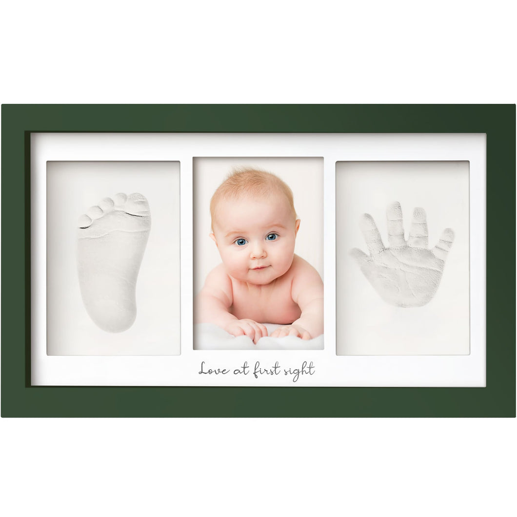Baby Handprint & Footprint Keepsake Duo Frame (Hunter Green)
