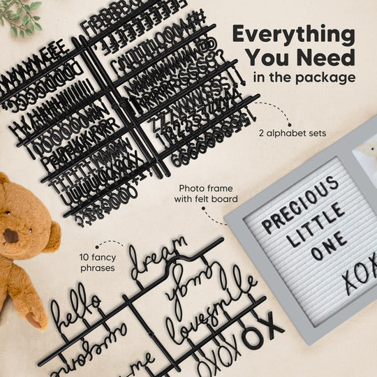 Heartfelt Picture Frame with Felt Letterboard (Cloud Gray)