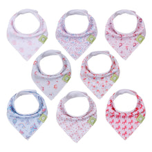 Load image into Gallery viewer, 8-Pack Organic Bandana Bibs (Girl)
