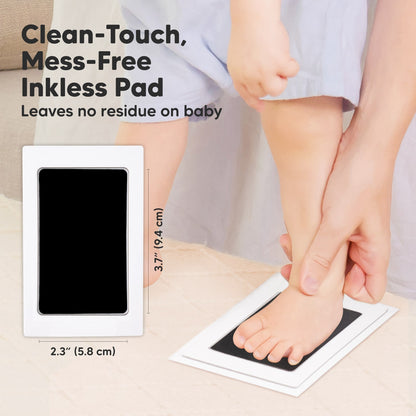 Clean-touch, mess-free inkless pad, size 2.3 × 3.7 inches, leaves no residue on baby.
 24996555456698