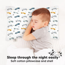 Load image into Gallery viewer, Jumbo Toddler Pillow with Pillowcase (Racecars)

