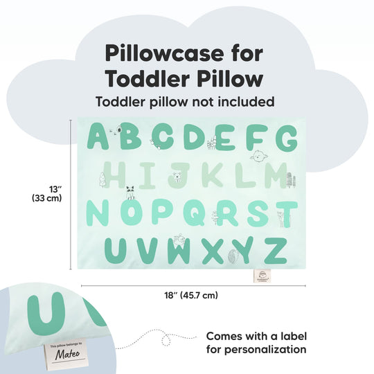 Printed Toddler Pillowcase 13X18" (KeaABC Mint)